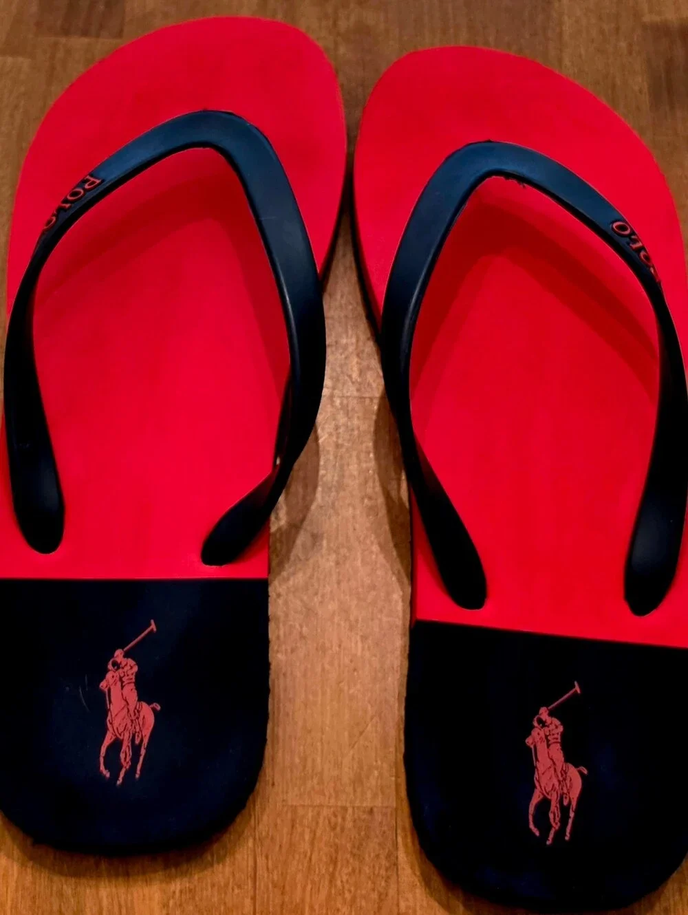 Polo by Ralph Lauren Red and Black Men’s Slide Sandals SZ 9.5